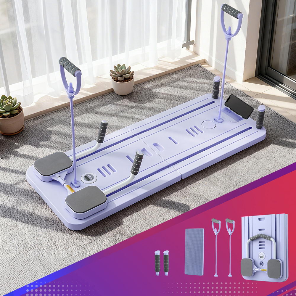 Everfit Pilates Reformer Abdominal Exercise Board Push Up Set Fitness Purple