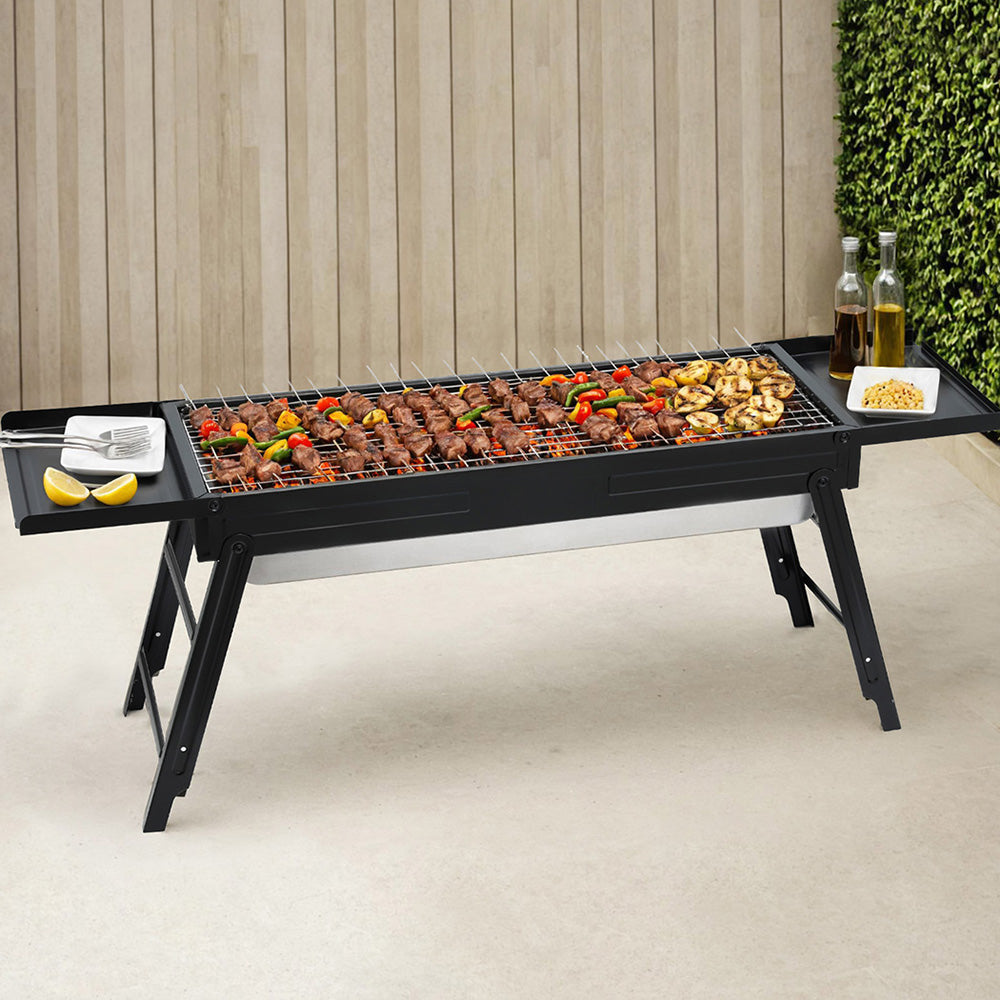 Grillz Charcoal BBQ Grill Smoker Portable Barbecue Outdoor Foldable Camping metrodealsau