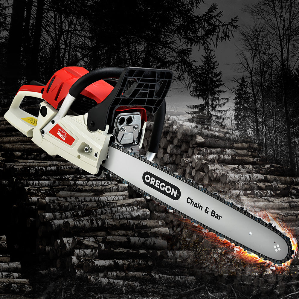 Giantz Chainsaw Petrol 52CC 20inches Oregon Bar Commercial E-Start Pruning Chain Saw
