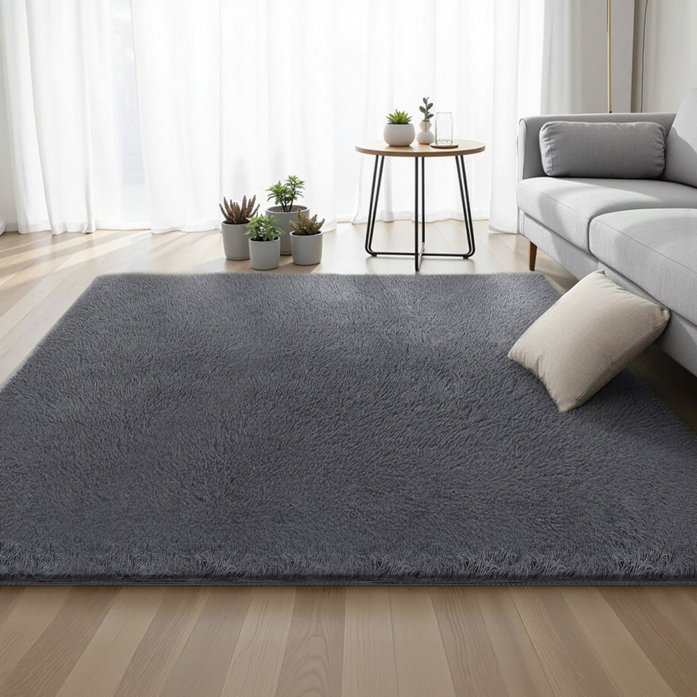 Artiss Floor Rug 200x230cm Plush Area Shaggy Rug Living Room Bedroom Carpet Grey