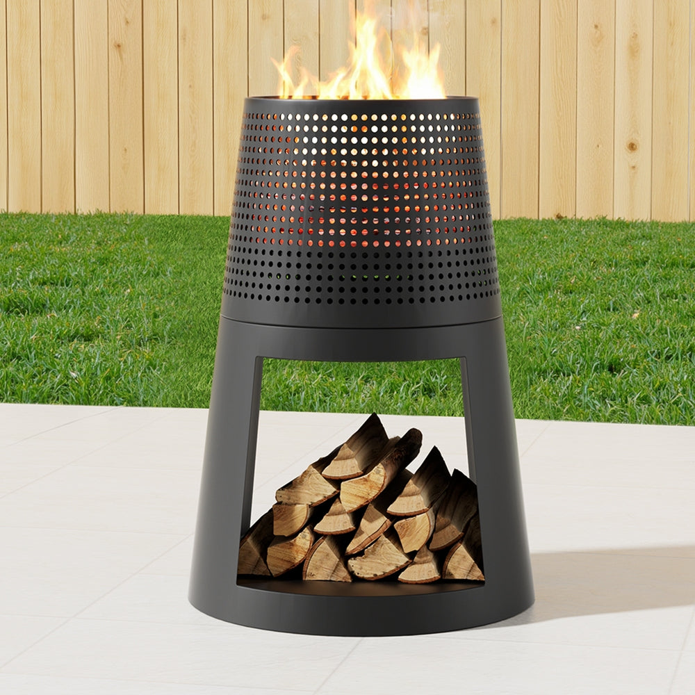 Grillz Fire Pit Deep Bowl Iron Outdoor Fireplace metrodealsau