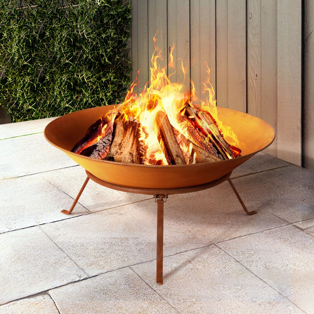 Grillz 70cm Fire Pit Rustic Iron Bowl Outdoor metrodealsau