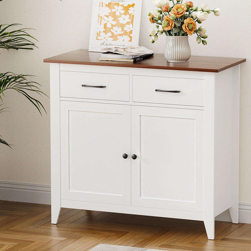 Artiss Buffet Sideboard Storage Cabinet Kitchen Cupboard Hallway 2 Drawers White