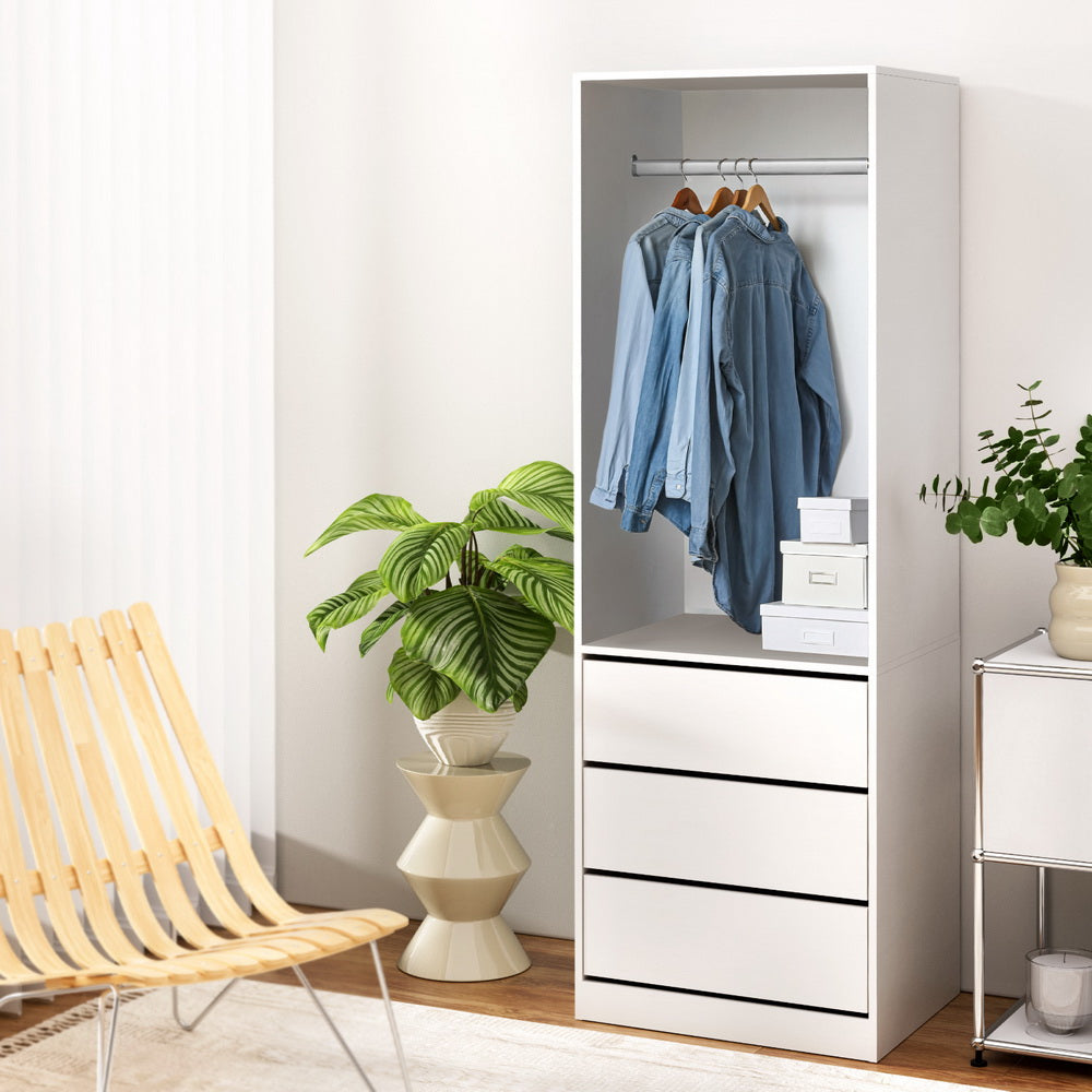 Artiss Wardrobe Clothes Closet Storage Organizer White metrodealsau
