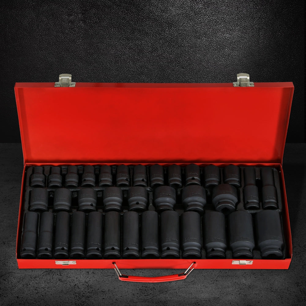 Giantz 35pcs 1/2inches Drive Impact Socket Set Metric 8-32mm with Case