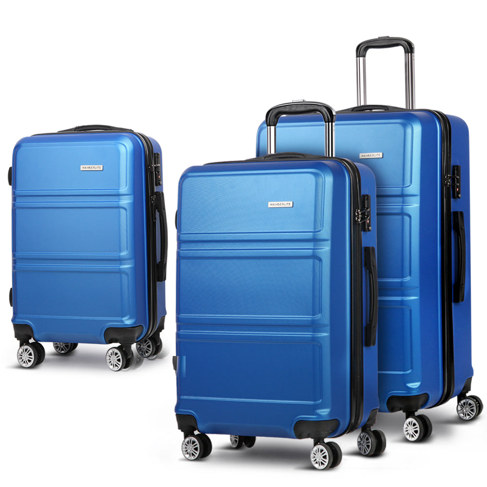 Wanderlite 20inches 24inches 28inches Luggage with TSA Lock Spinner Travel Suitcase Carry On Hard Shell Luggage Case Blue