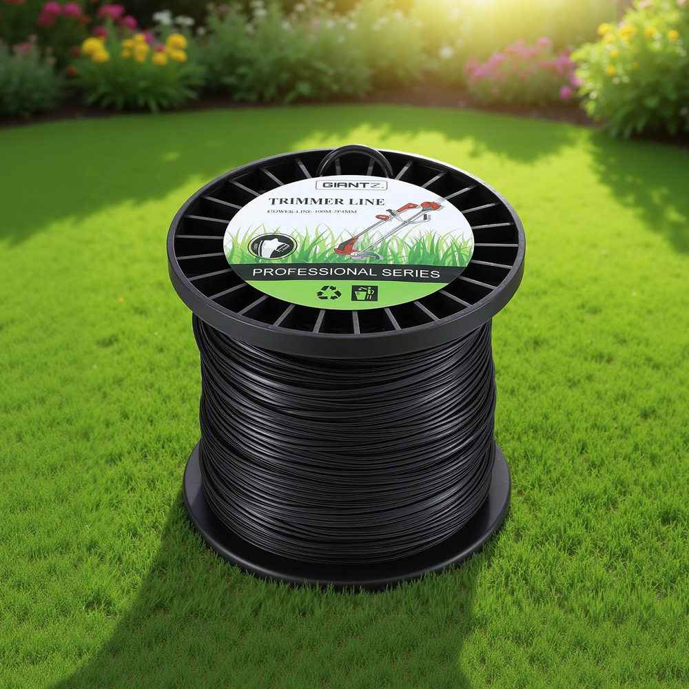 Black star trimmer line spool with label, nylon string cord on reel