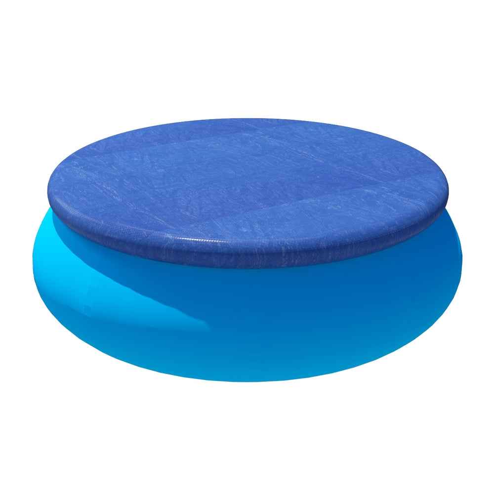 Blue round pool cover blanket with matching blue side skirt