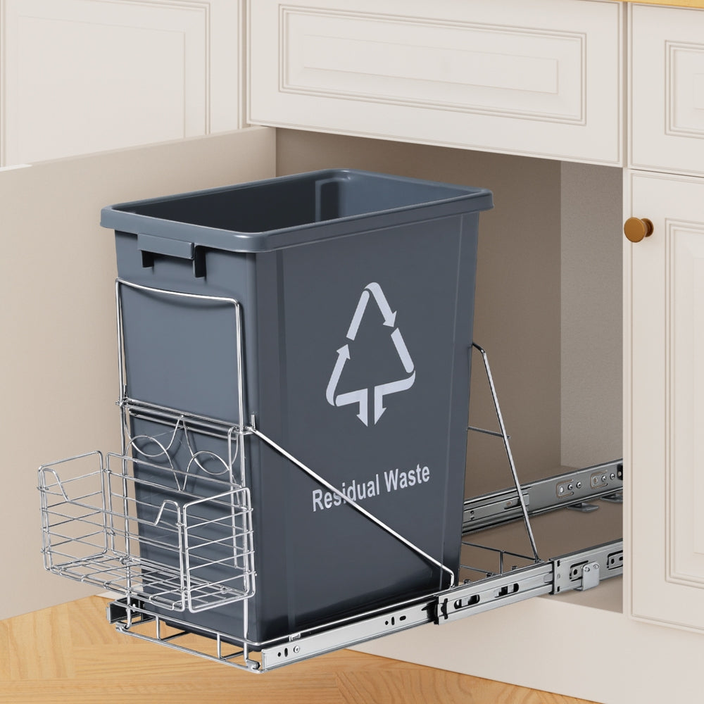 Cefito Pull Out Bin Kitchen Cabinet Slide Garbage Rubbish Bins Basket 40L Grey metrodealsau
