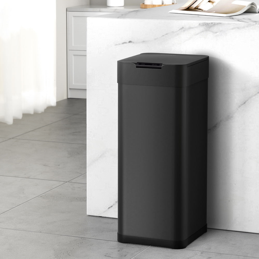 Devanti 50L Sensor Bin Motion Rubbish Bins Kitchen Automatic Trash Can Black metrodealsau