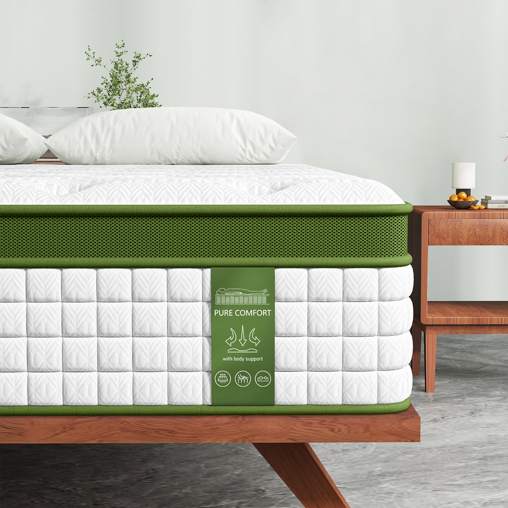 BedStory 34cm Double Latex Hybrid Mattress Medium Firm - 5 Zone Pocket Spring Bed for Pressure Relief Motion Isolation