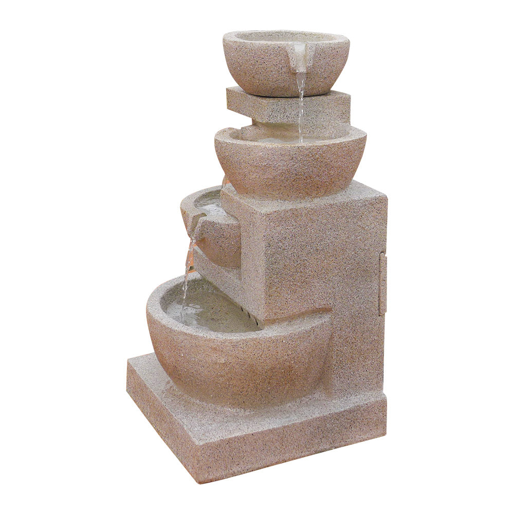 Gardeon 4 Tier Solar Powered Water Fountain with Light - Sand Beige