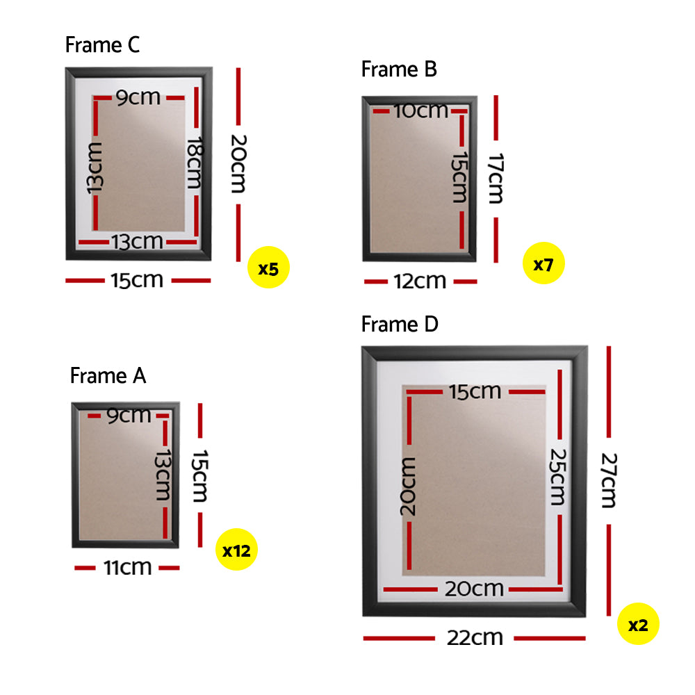 Artiss Photo Frames 26PCS 8x10in 5x7in 4x6in 3.5x5in Hanging Wall Frame Black