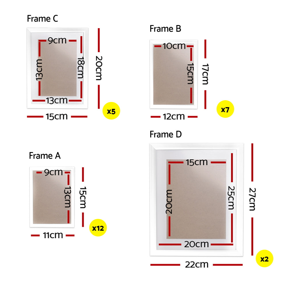 Artiss Photo Frames 26PCS 8x10in 5x7in 4x6in 3.5x5in Hanging Wall Frame White