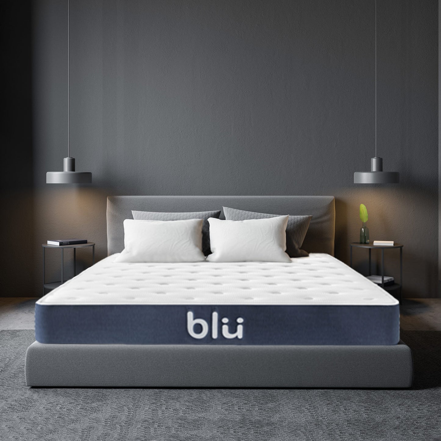 Milano Blu Mattress Hybrid Memory Foam Bonnell Spring Design Medium Firm 23cm - Queen - White Blue