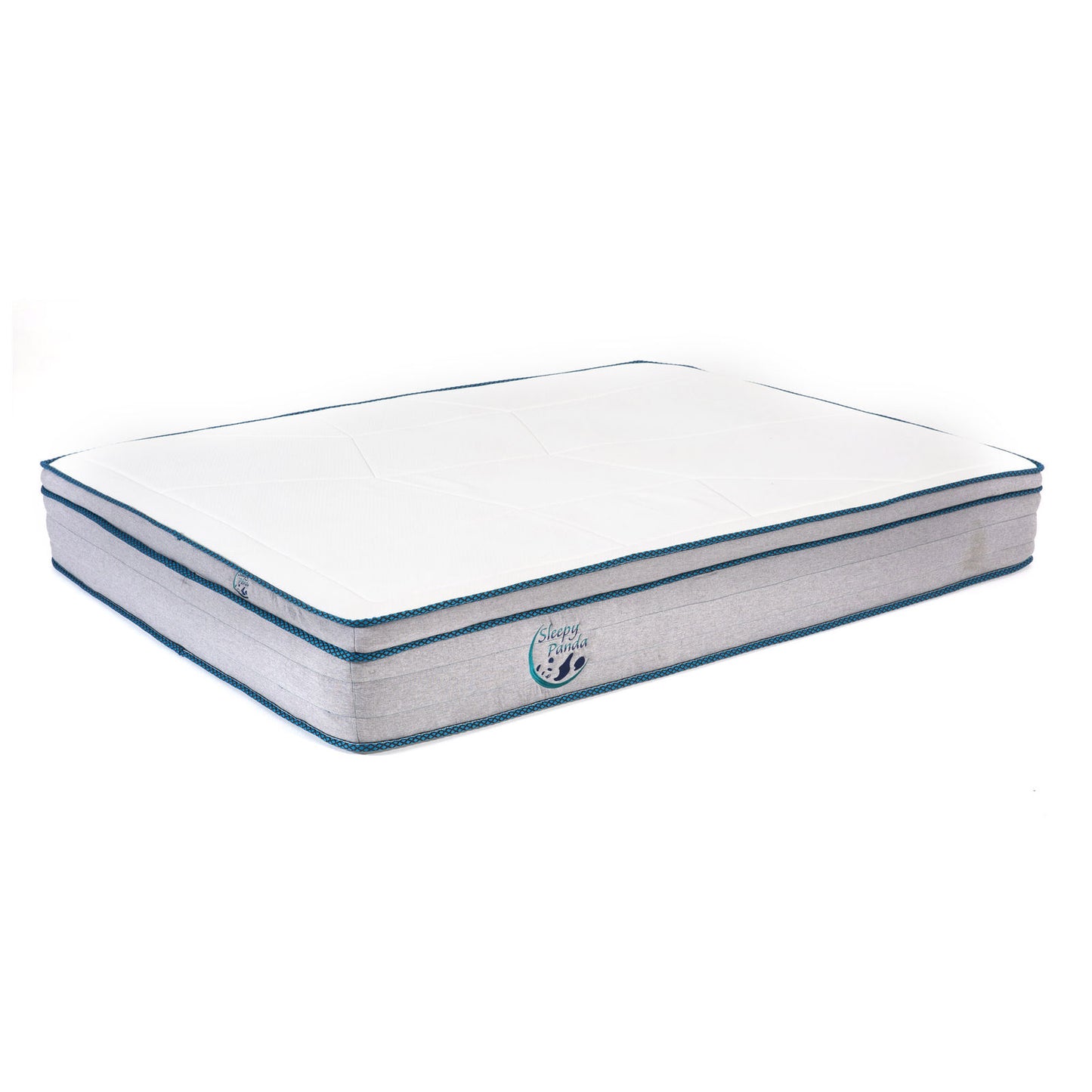 Sleepy Panda Mattress 5 Zone Pocket Spring EuroTop Medium Firm 30cm Thickness - Single - White Grey Blue