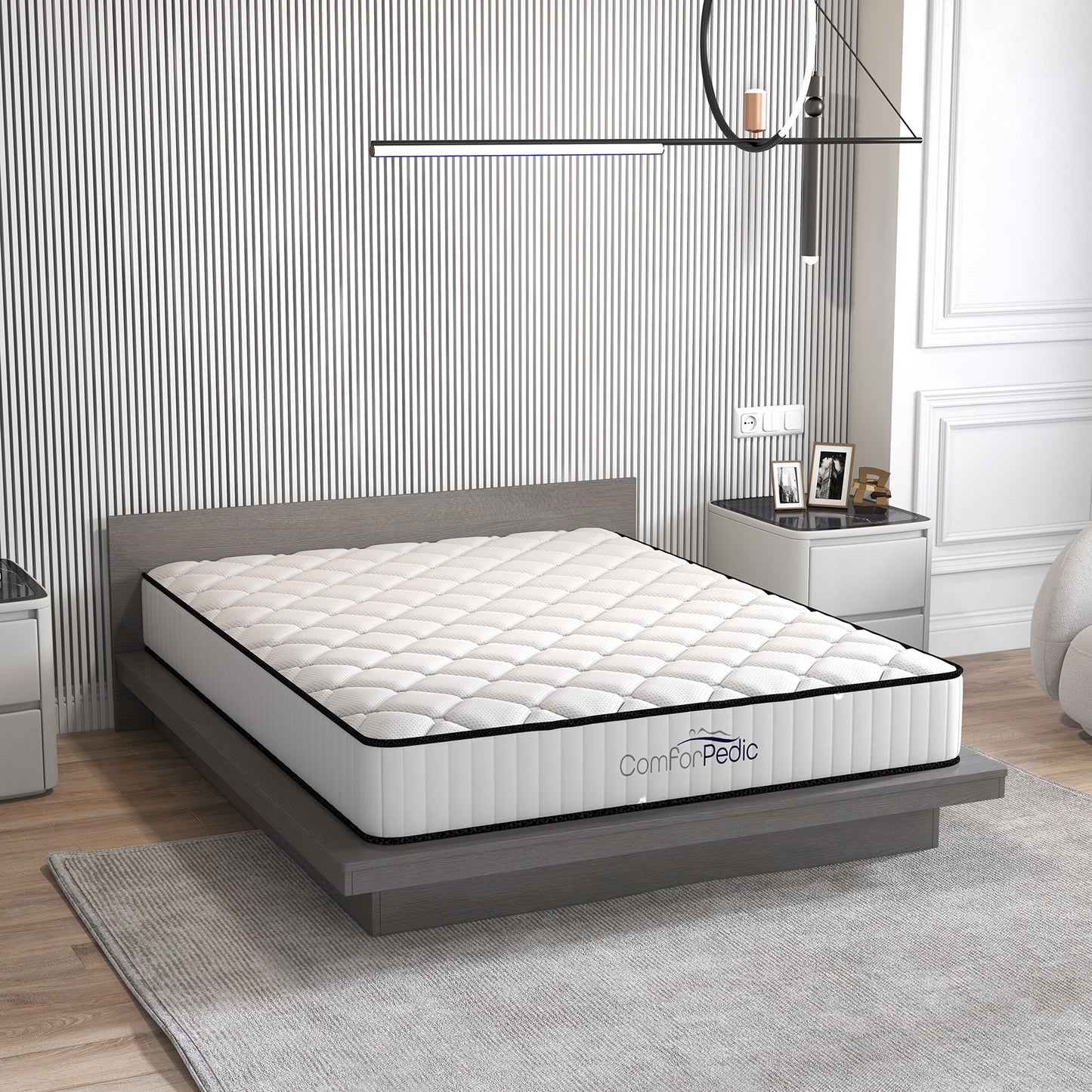 Comforpedic Mattress 5 Zone Medium Support Foam Bonnell Spring 21CM - King Single - White Black