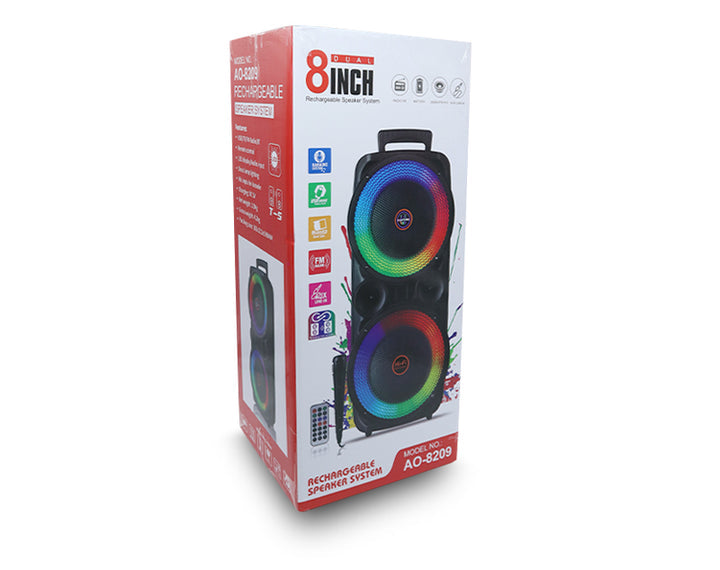Precision Audio Dual 8" Portable Karaoke Bluetooth Party Speaker AO8209