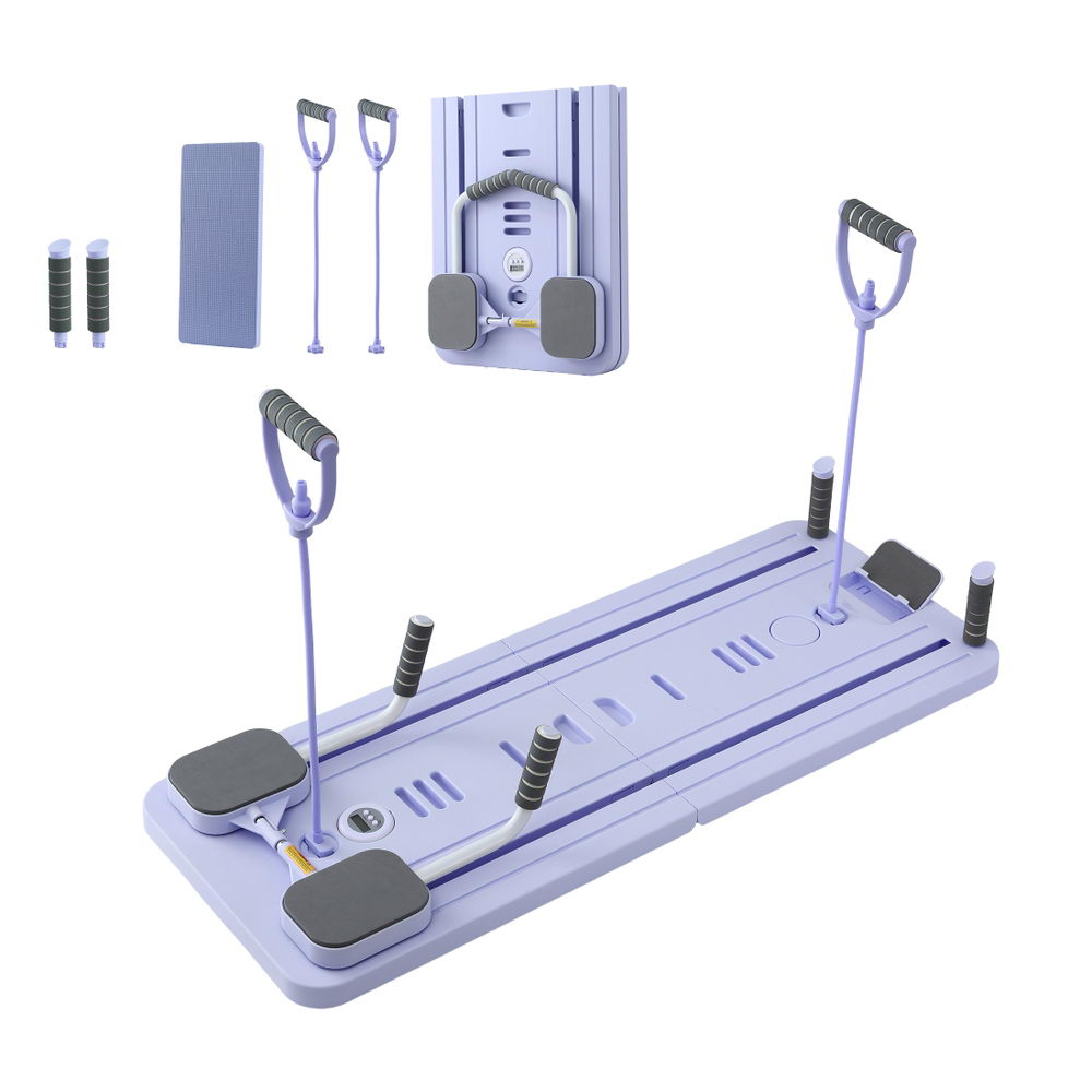 Everfit Pilates Reformer Abdominal Exercise Board Push Up Set Fitness Purple