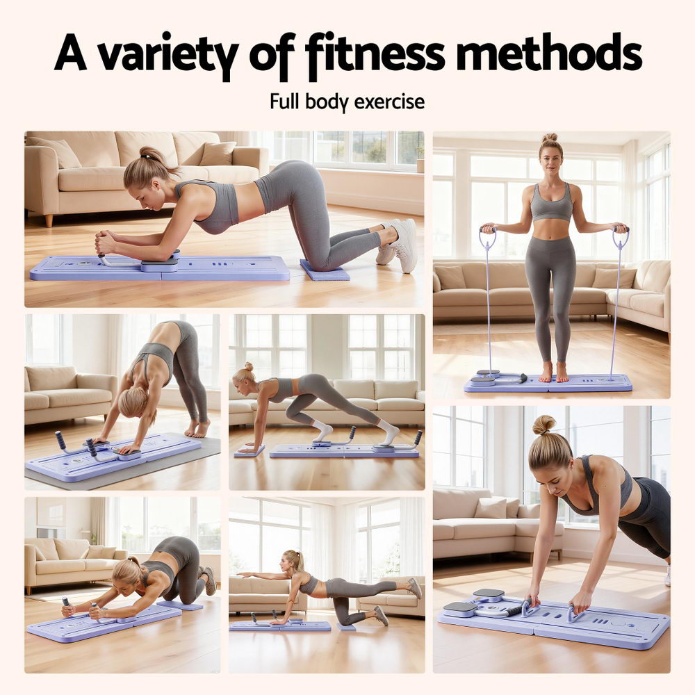 Everfit Pilates Reformer Abdominal Exercise Board Push Up Set Fitness Purple