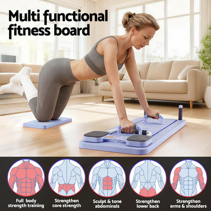 Everfit Pilates Reformer Abdominal Exercise Board Push Up Set Fitness Purple