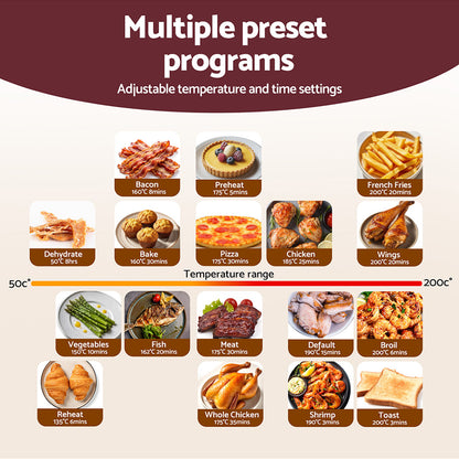 Devanti Air Fryer 13L LCD Fryers Oven