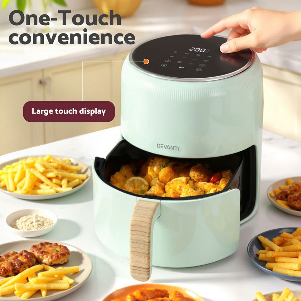 Devanti 5L Air Fryer Touch Control 1700W Green