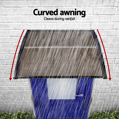 Instahut Window Door Awning 0.8mx1m Brown