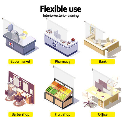 Instahut 1.2X2.4M Outdoor Blinds Clear Roll Down Awning Retractable Outdoor Blinds Water Wind Proof Transparent