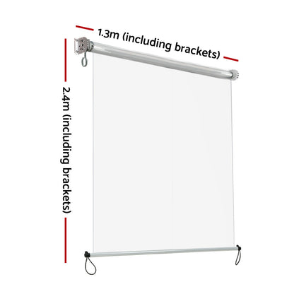 Instahut 1.3X2.4M Outdoor Blinds Clear Roll Down Awning Retractable Outdoor Blinds Water Wind Proof Transparent