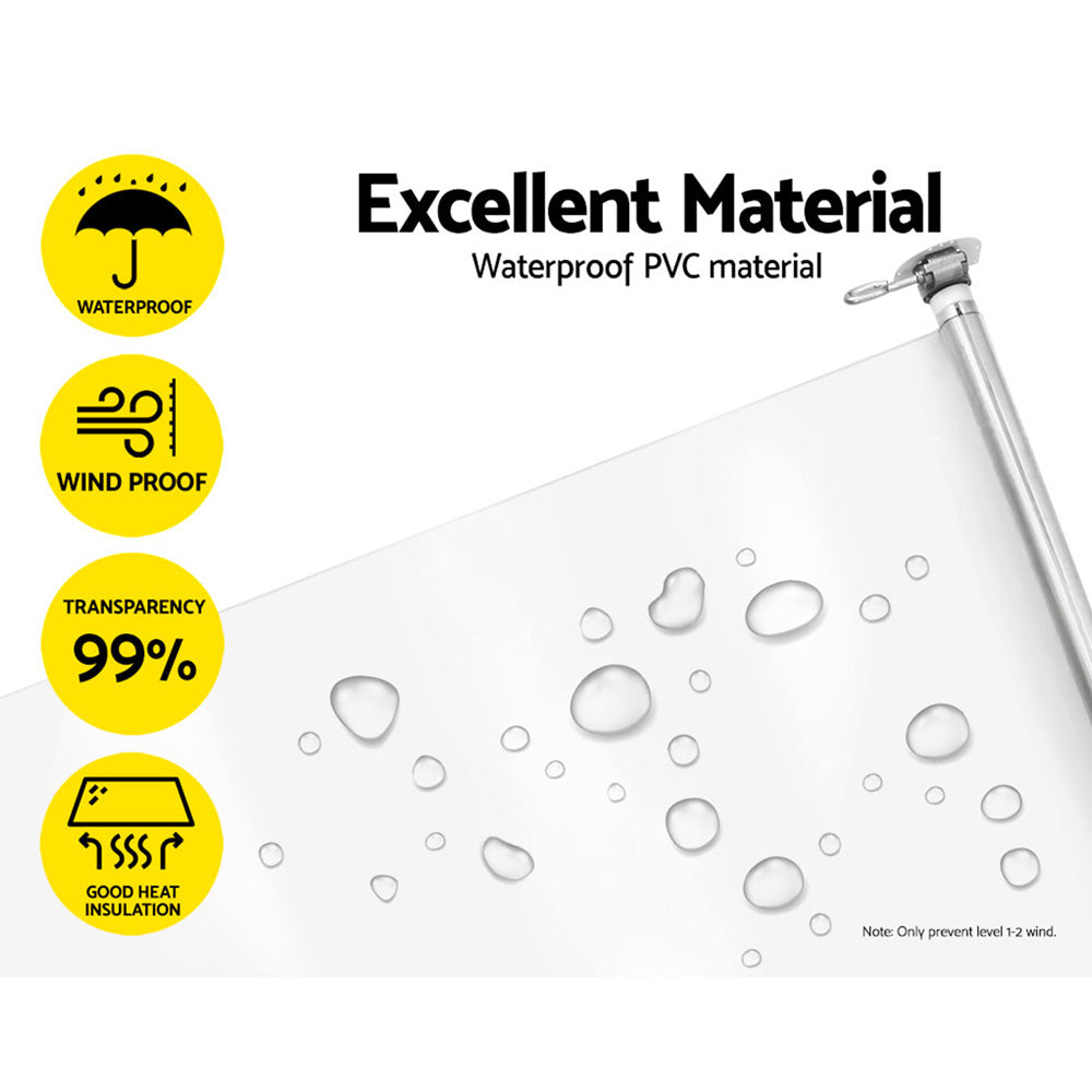 Instahut 1.3X2.4M Outdoor Blinds Clear Roll Down Awning Retractable Outdoor Blinds Water Wind Proof Transparent