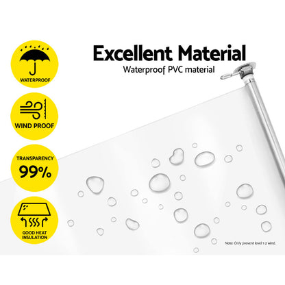 Instahut 1.5X2.4M Outdoor Blinds Clear Roll Down Awning Retractable Outdoor Blinds Water Wind Proof Transparent