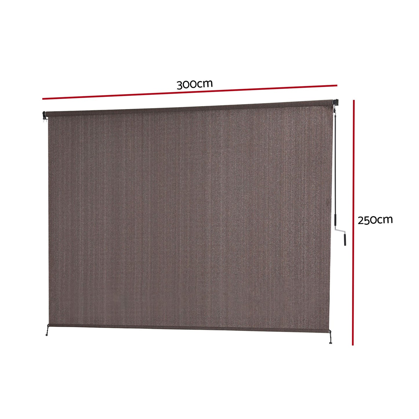Instahut 3X2.5M Outdoor Blinds Awning Roll Down Retractable Knit Fabric Outdoor Blinds Window Shade Brown