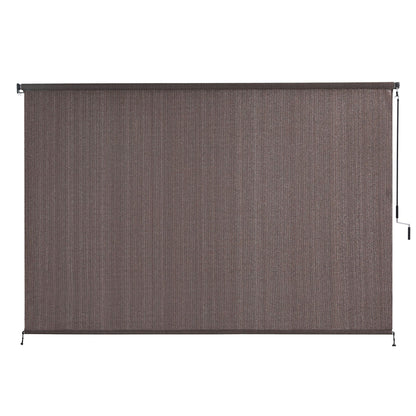 Instahut 3X2.5M Outdoor Blinds Awning Roll Down Retractable Knit Fabric Outdoor Blinds Window Shade Brown