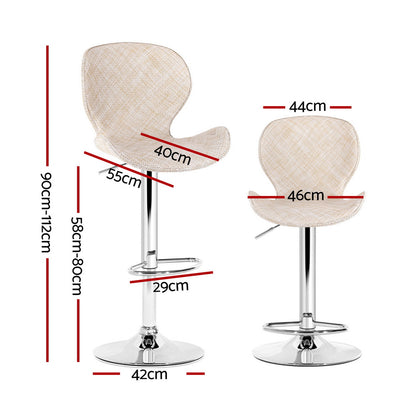 Artiss 4x Bar Stools Kitchen Swivel Gas Lift Counter Chair Wing PE Rattan Beige