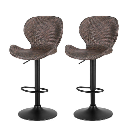 Artiss 2x Bar Stools Kitchen Swivel Gas Lift Counter Chair Wing PE Rattan Brown