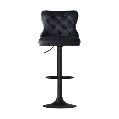 Artiss 1x Velvet Bar Stool Adjustable Height Nailhead Trim Kitchen Counter Stool