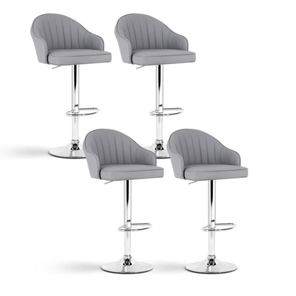 Artiss 4x Bar Stools Kitchen Swivel Gas Lift Counter Chair Shell Leather Grey