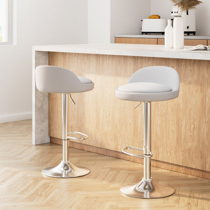 Artiss 2x Bar Stools PU Leather Gas Lift White