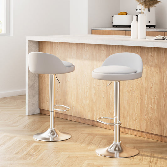 Artiss 2x Bar Stools PU Leather Gas Lift White