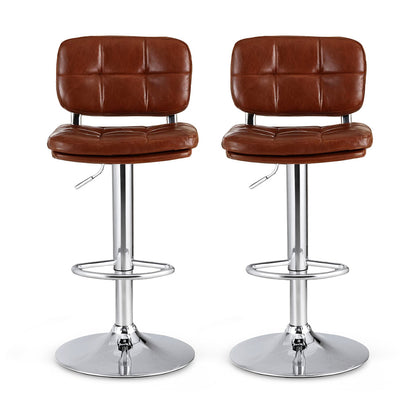 Artiss 2x Bar Stools Kitchen Swivel Gas Lift Counter Chair Tuft PU Leather Brown
