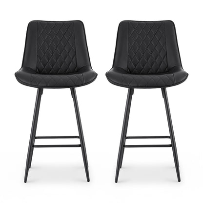 Artiss 2x Bar Stools Kitchen Dining Chair Counter Stool Diamond PU Leather Black