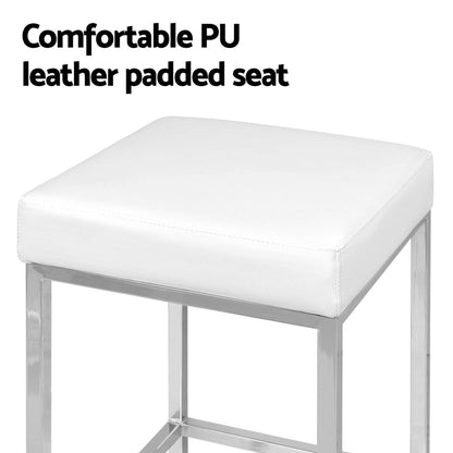 Artiss 4x Bar Stools Leather Padded Metal White