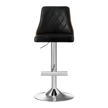 Artiss Bar Stool Bentwood Swivel Adjustable Kitchen Counter Stool Leather Black