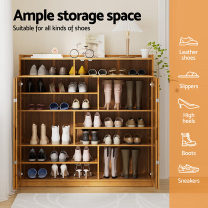 Artiss Shoe Rack Cabinet 30 Pairs Storage Cupboard Bamboo