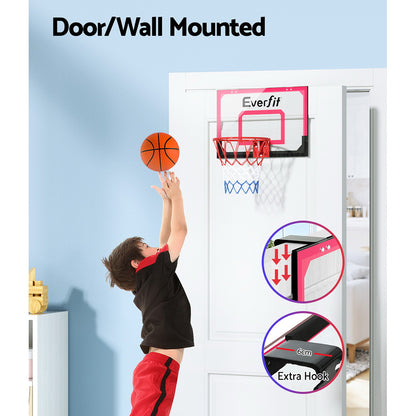 Everfit 23inches Mini Basketball Hoop Backboard Door Wall Mounted Sports Kids Red