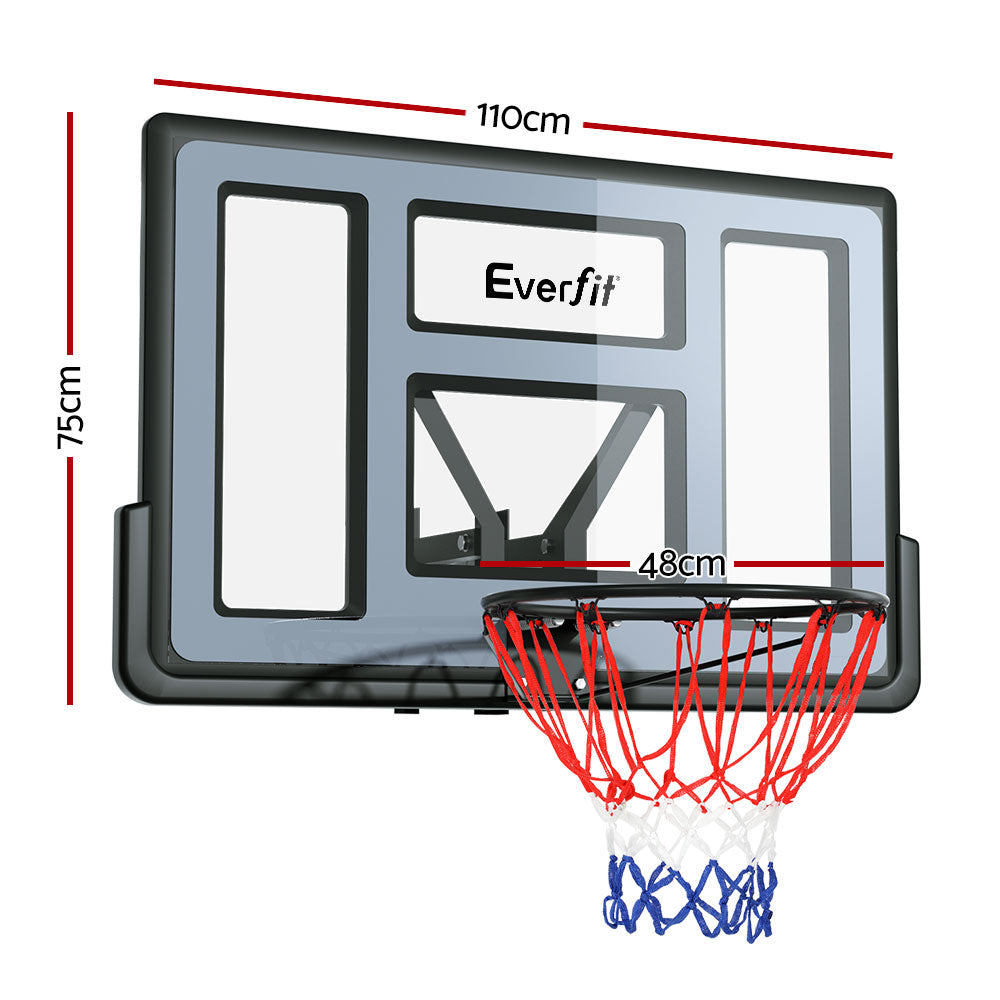 Everfit 45inches Basketball Hoop Backboard Wall Mounted Ring Net Sports Pro System