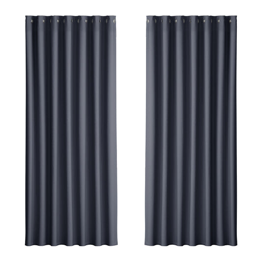 Artiss 2X Blockout Curtains Eyelet 240x230cm Charcoal