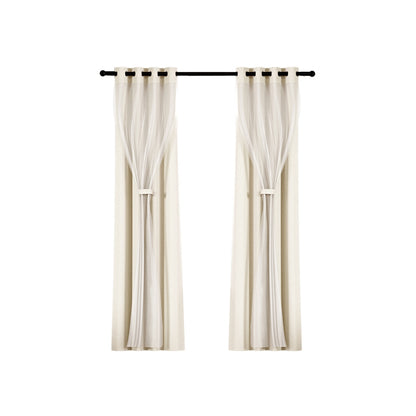 Artiss 2X 132x274cm Blockout Sheer Curtains Beige