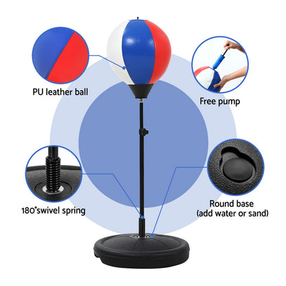 Everfit Kids Punching Bag Stand Set Adjustable 76-112cm with Gloves & Pump